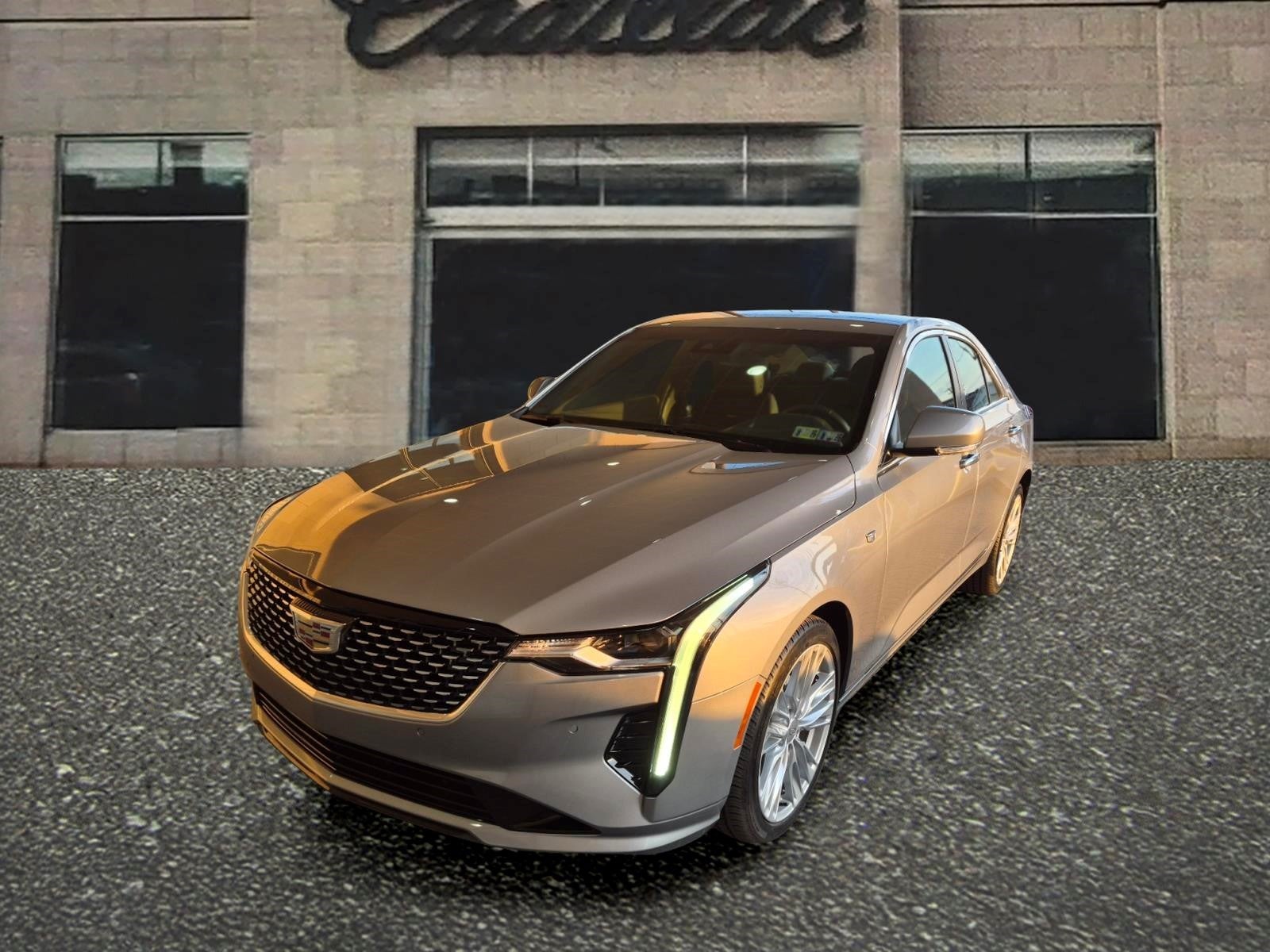 2024 Cadillac CT4 Premium Luxury in Argent Silver Metallic — front three-quarter view