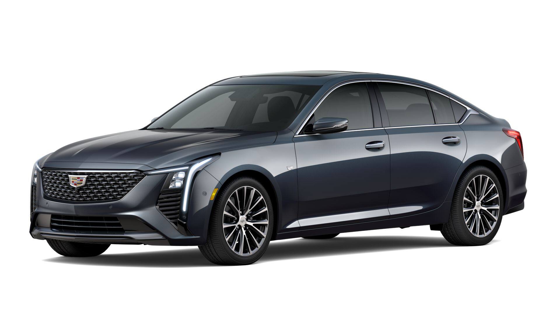 2026 Cadillac CT5 Premium Luxury in Deep Space Metallic — front three-quarter view