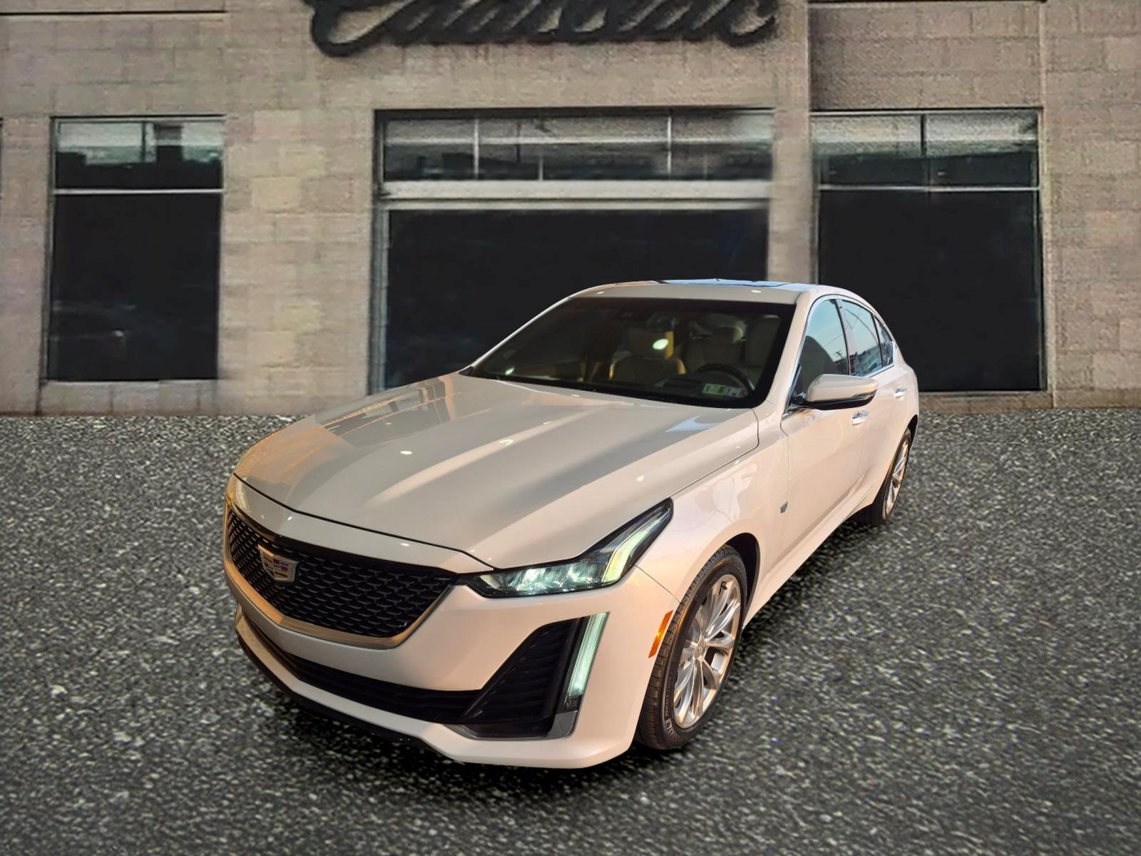2020 Cadillac CT5 Premium Luxury in Crystal White Tricoat — front three-quarter view
