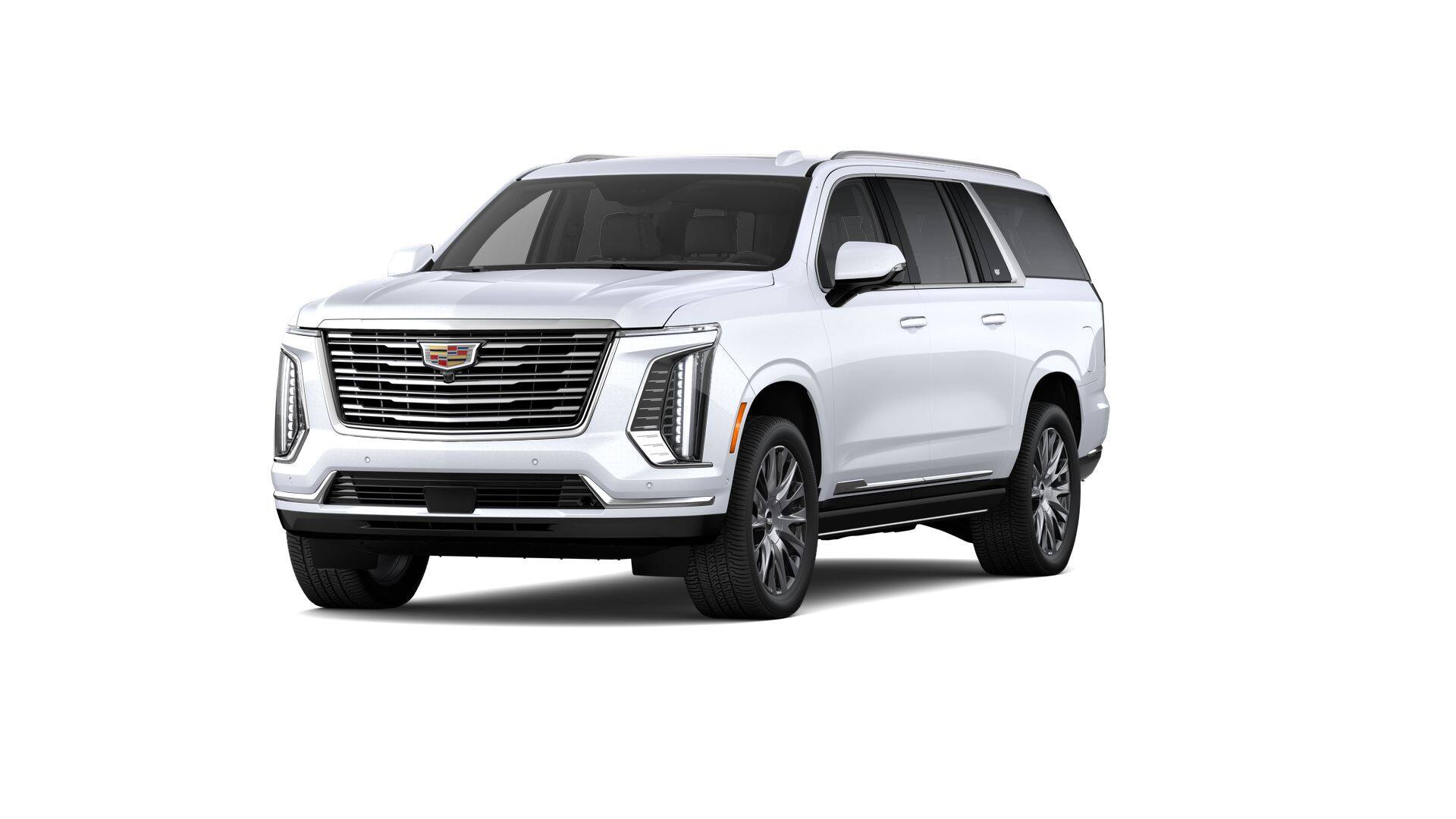 2026 Cadillac Escalade ESV Platinum Luxury in Vibrant White Tricoat — front three-quarter view